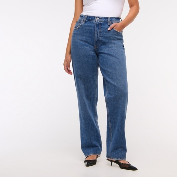Abercrombie & Fitch 90s Straight Ultra High Rise Jeans Medium Wash Sz 30 10 - Picture 1 of 13